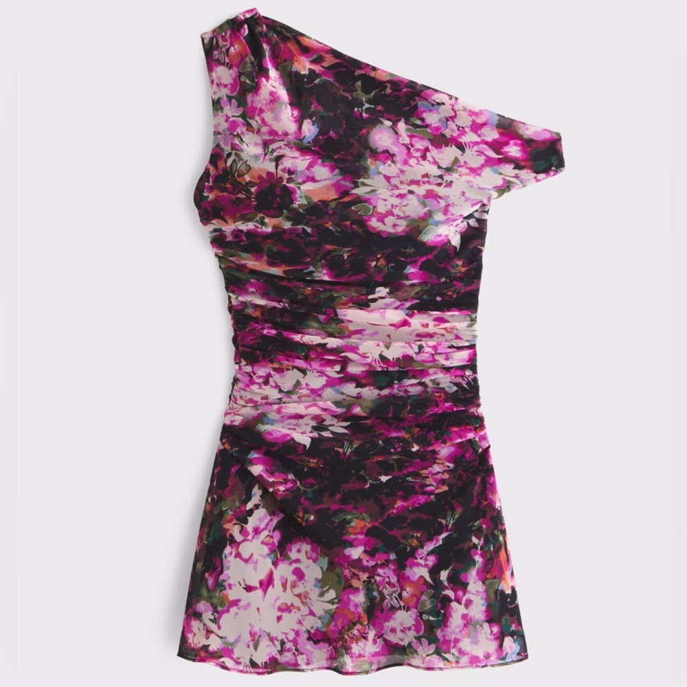 Abercrombie & Fitch Pink and Black Floral Mini Dress Size Medium - Picture 2 of 12